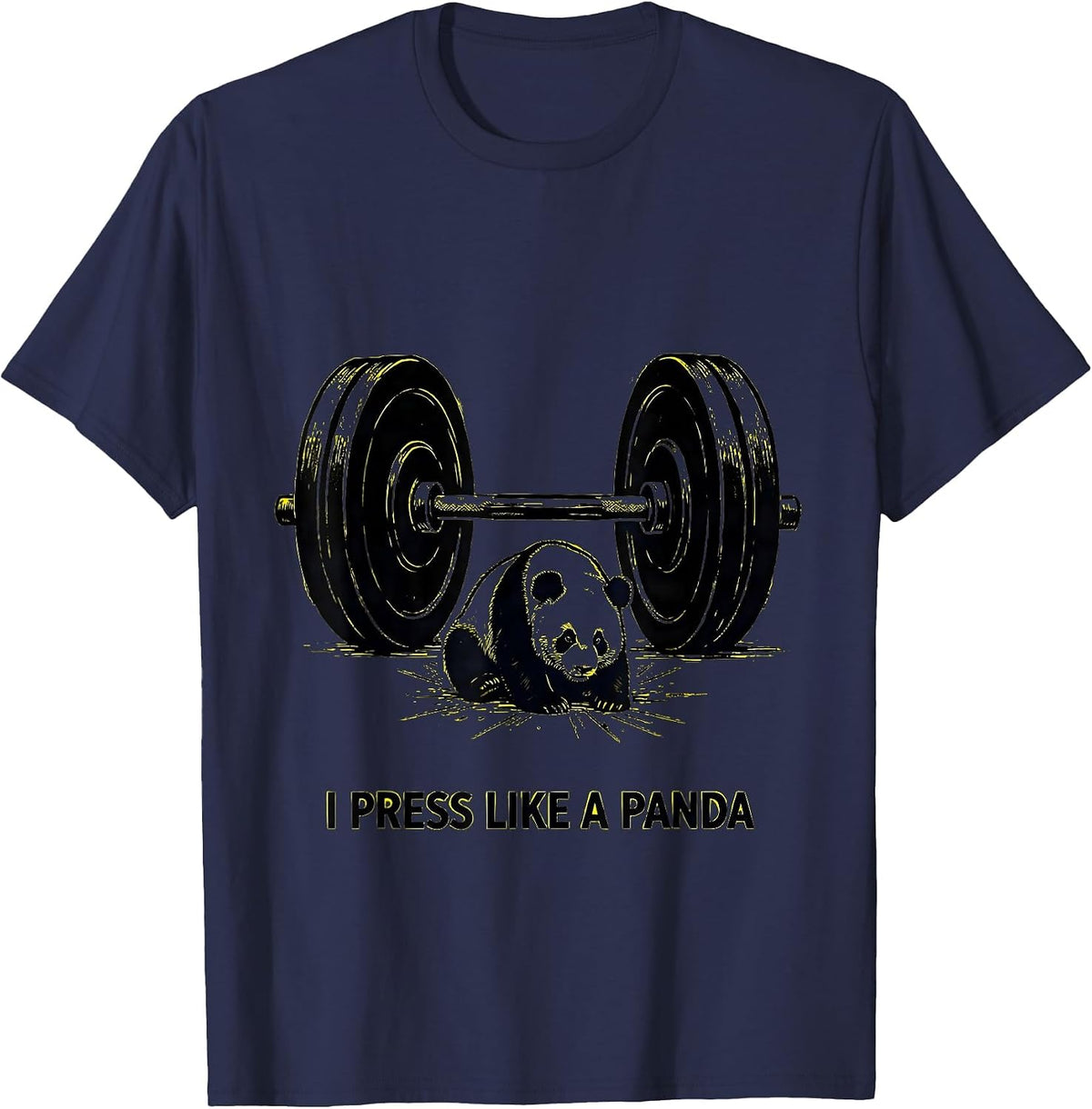I Press Like A Panda Funny Gym Panda Weightlifting Workout T-Shirt - Navy Blue