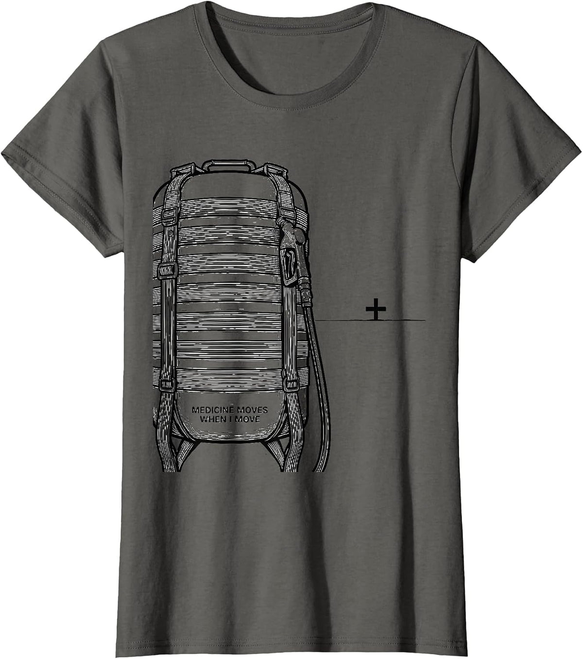 Women's Medicine Moves When I Move Patriotic Semi Truck Driver T-Shirt - Asphalt Grey