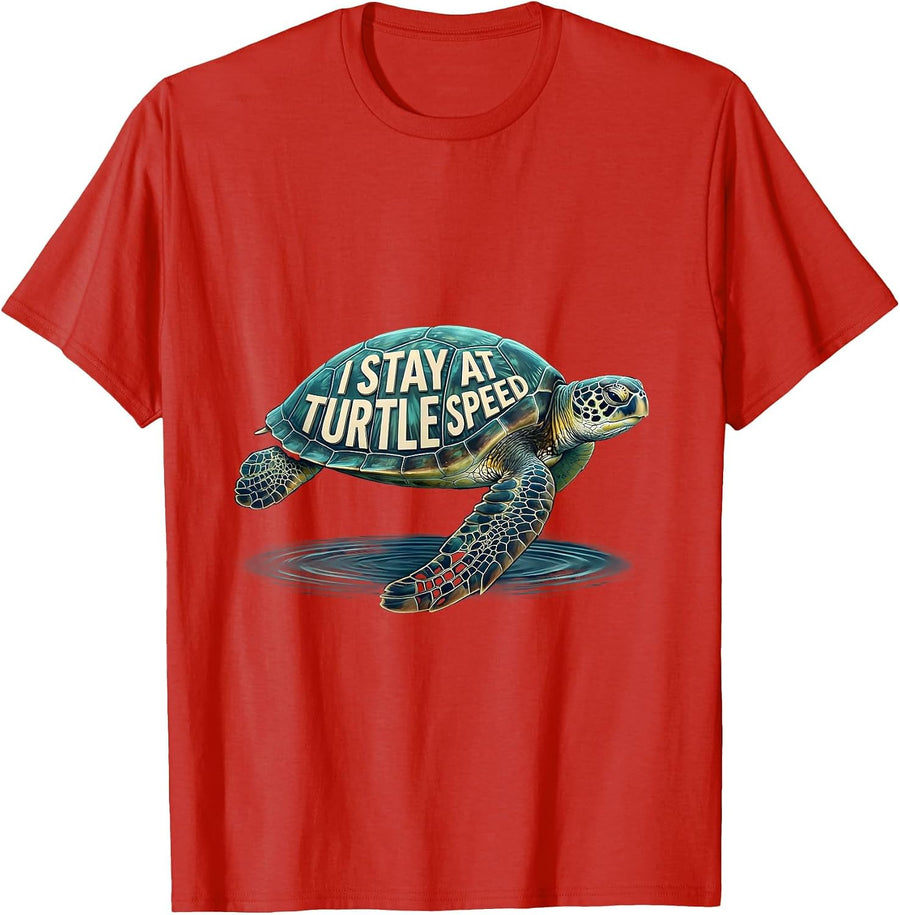 Men's I Stay At Turtle Speed Funny Sea Turtle Ocean Animal Lover T-Shirt - Red