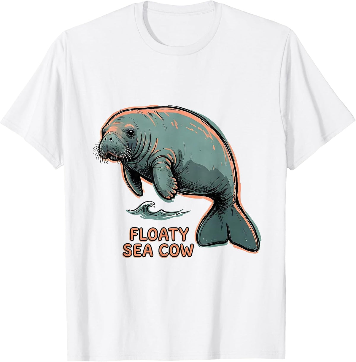 Floaty Sea Cow Funny Manatee Sea Animal Lover Humor T-Shirt - White