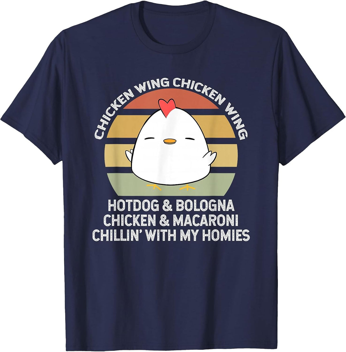 Chicken Wing Chicken Wing Hot Dog and Bologna T-Shirt - Navy Blue