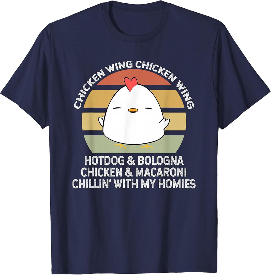 Chicken Wing Chicken Wing Hot Dog and Bologna T-Shirt - Navy Blue