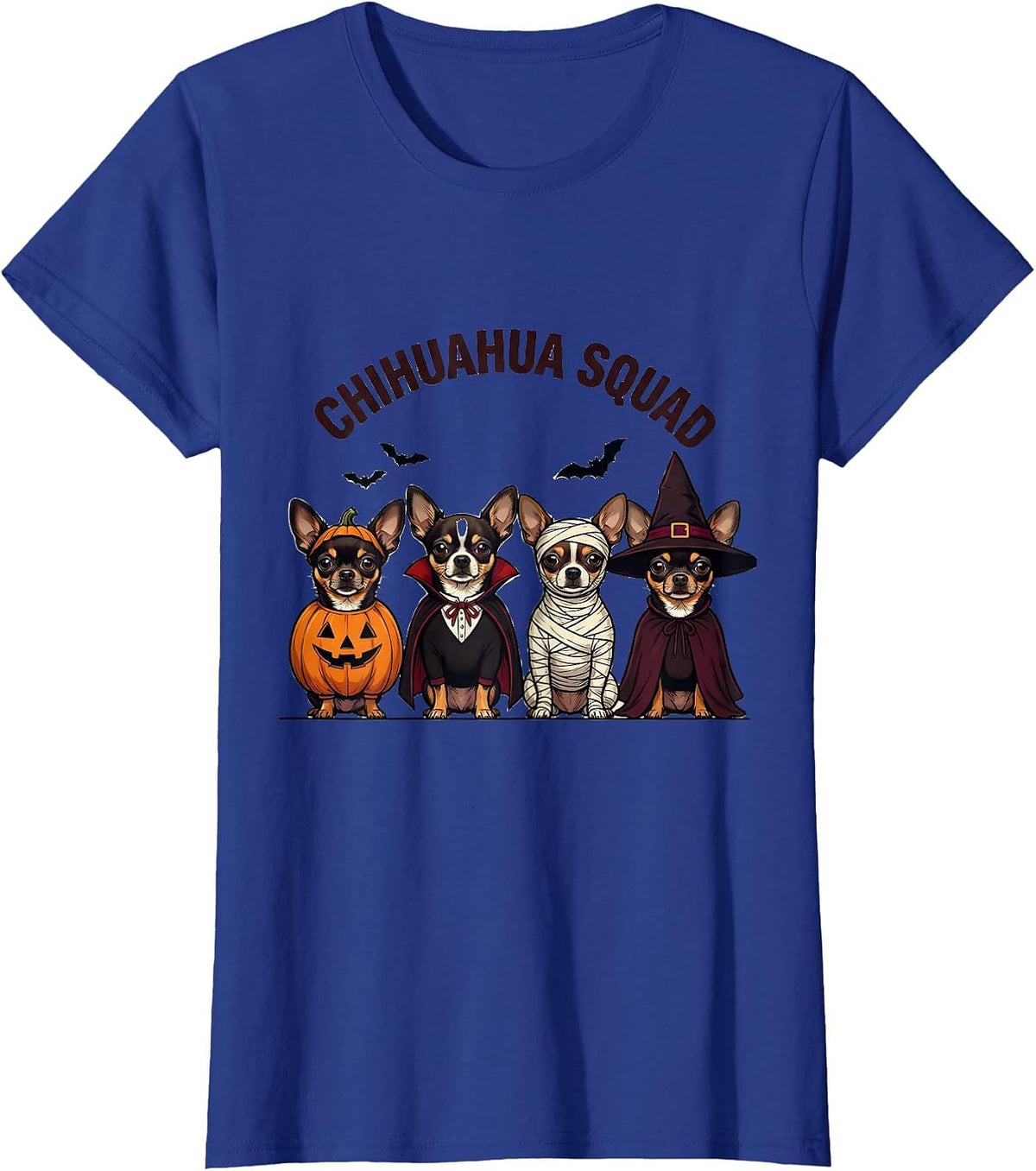 Women's Chihuahua Squad Halloween Dog Breed Squad Costume Party T-Shirt - Royal Blue