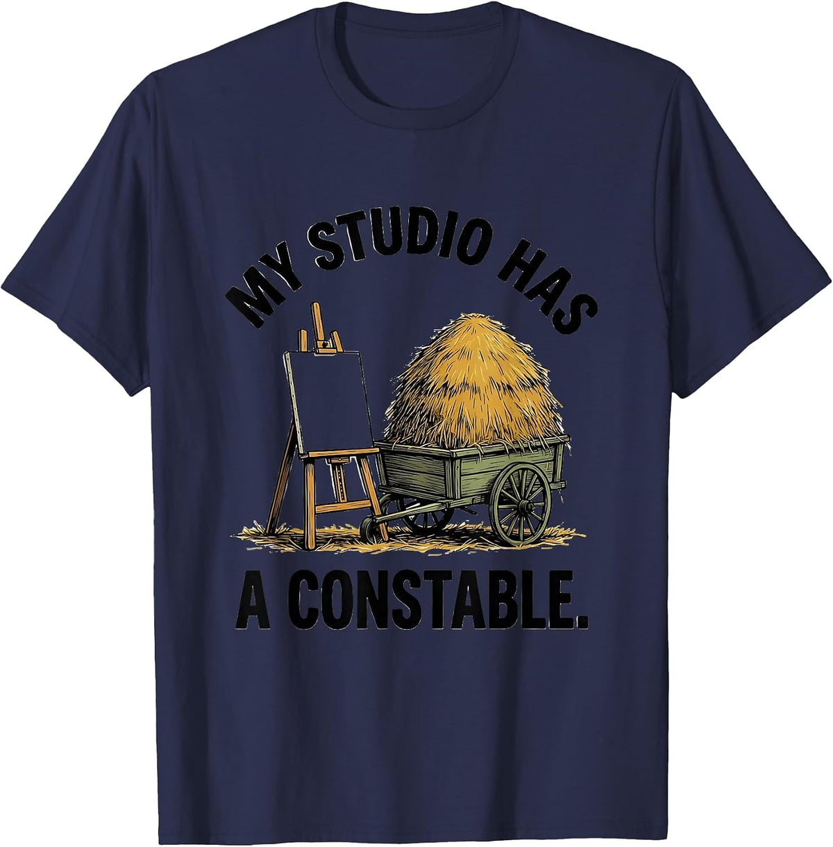 Men's My Studio Has A Constable Funny Artist Art History Humor T-Shirt - Navy Blue