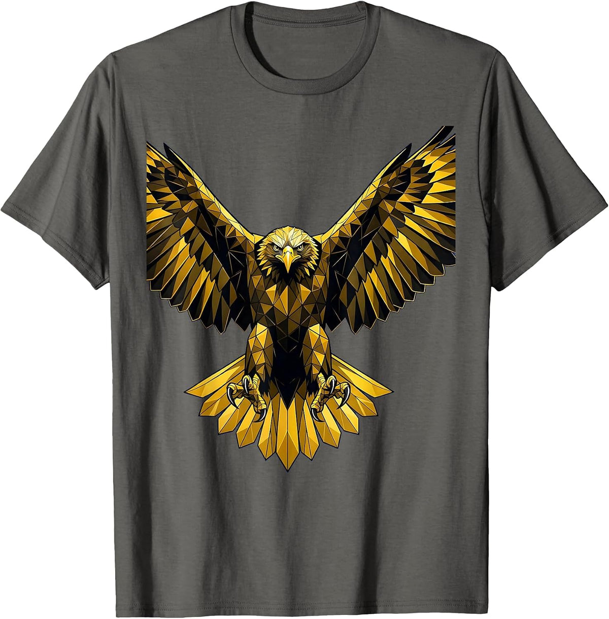 Eagle Diving Wings Spread Graphic Design T-Shirt - Asphalt Grey