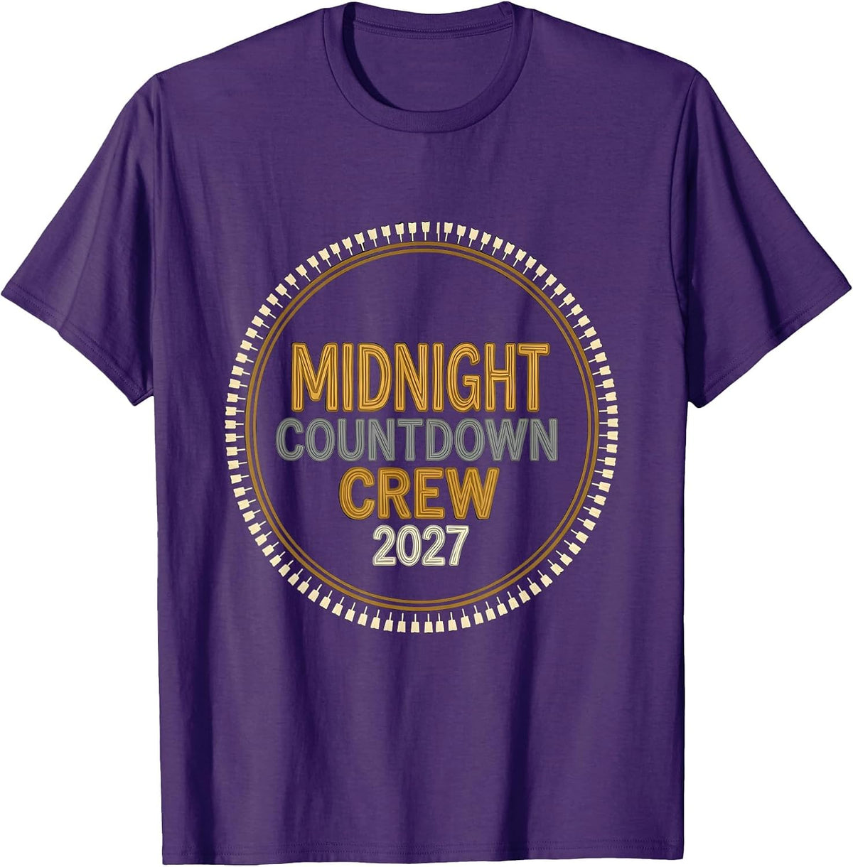 Men's Midnight Countdown Crew 2027 Festive Family Pajama Party New T-Shirt - Purple