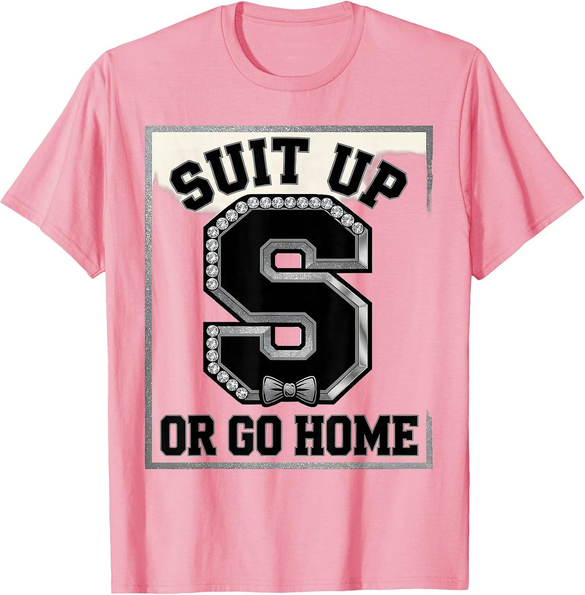 Men's Suit Up Or Go Home Tuxedo Graphic Design T-Shirt - Pink