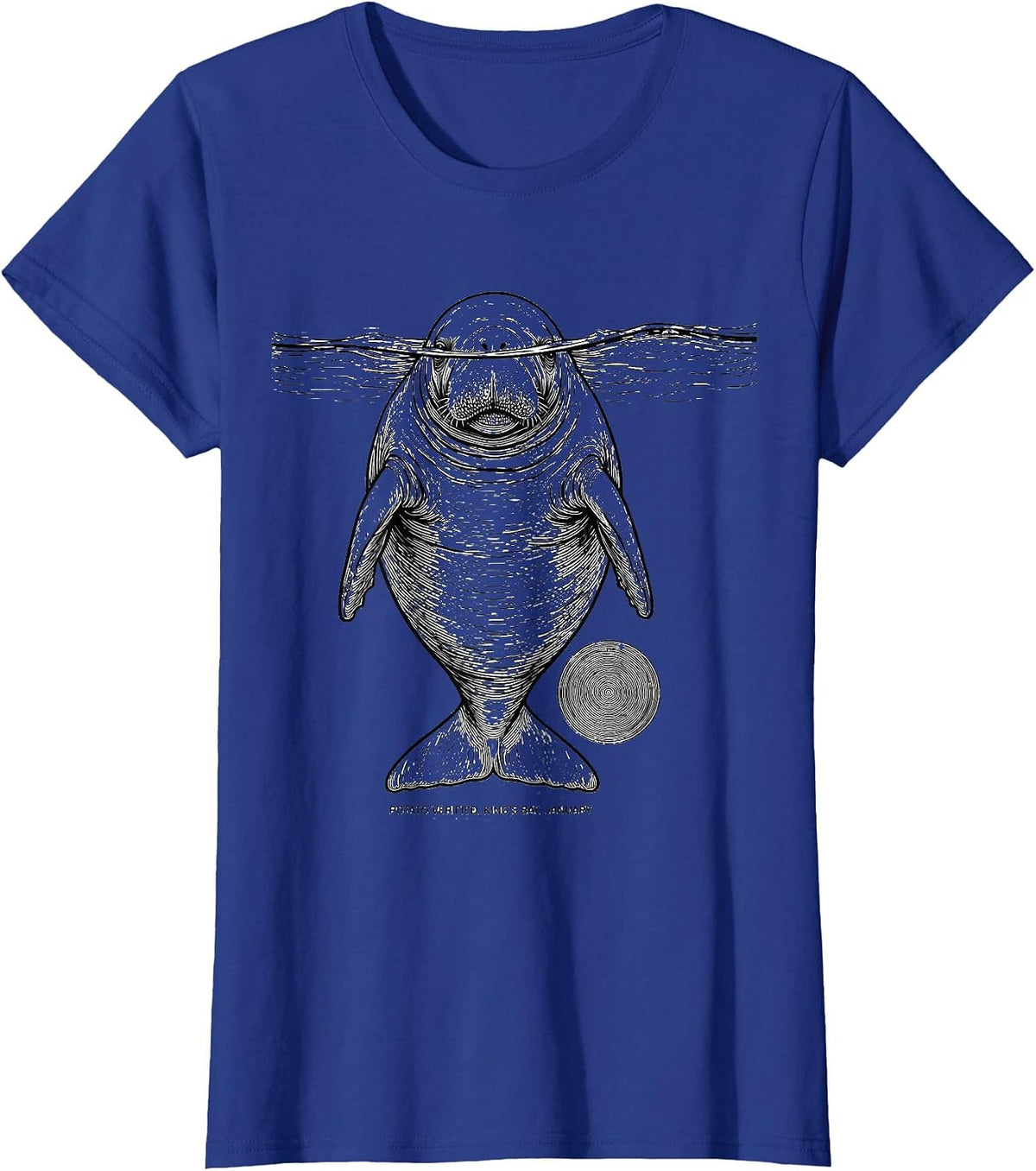 Women's Potato Verified, King's Bay, January Manatee Lover Crystal T-Shirt - Royal Blue