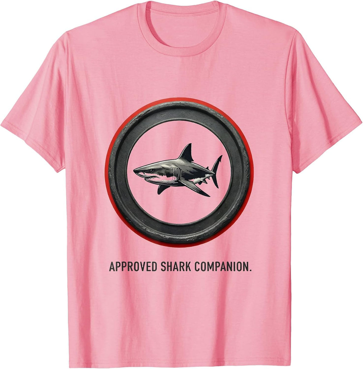 Men's Approved Shark Companion Funny Shark Lover Ocean Wildlife T-Shirt - Pink