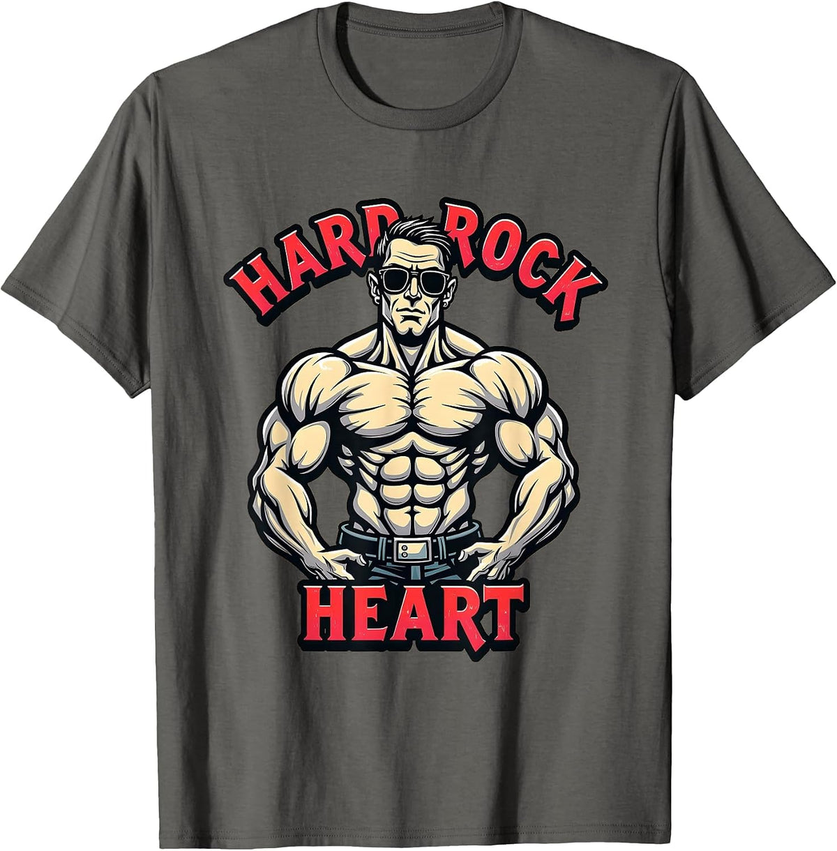Hard Rock Heart Bold Rock Music Design T-Shirt - Asphalt Grey