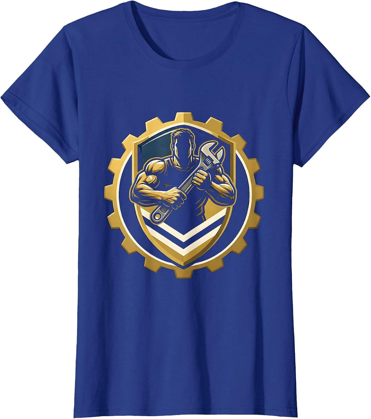 Women's Rugged Mechanic Wrench Graphic Tee T-Shirt - Royal Blue