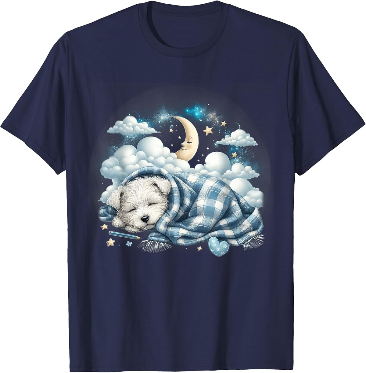 Napping Westie Pajama West Highland White Terrier Sleeping T-Shirt - Navy Blue