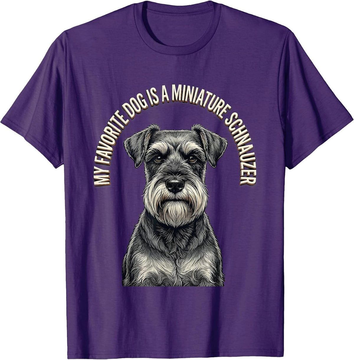 Men's My Favorite Dog Is A Miniature Schnauzer Dog Lover T-Shirt - Purple