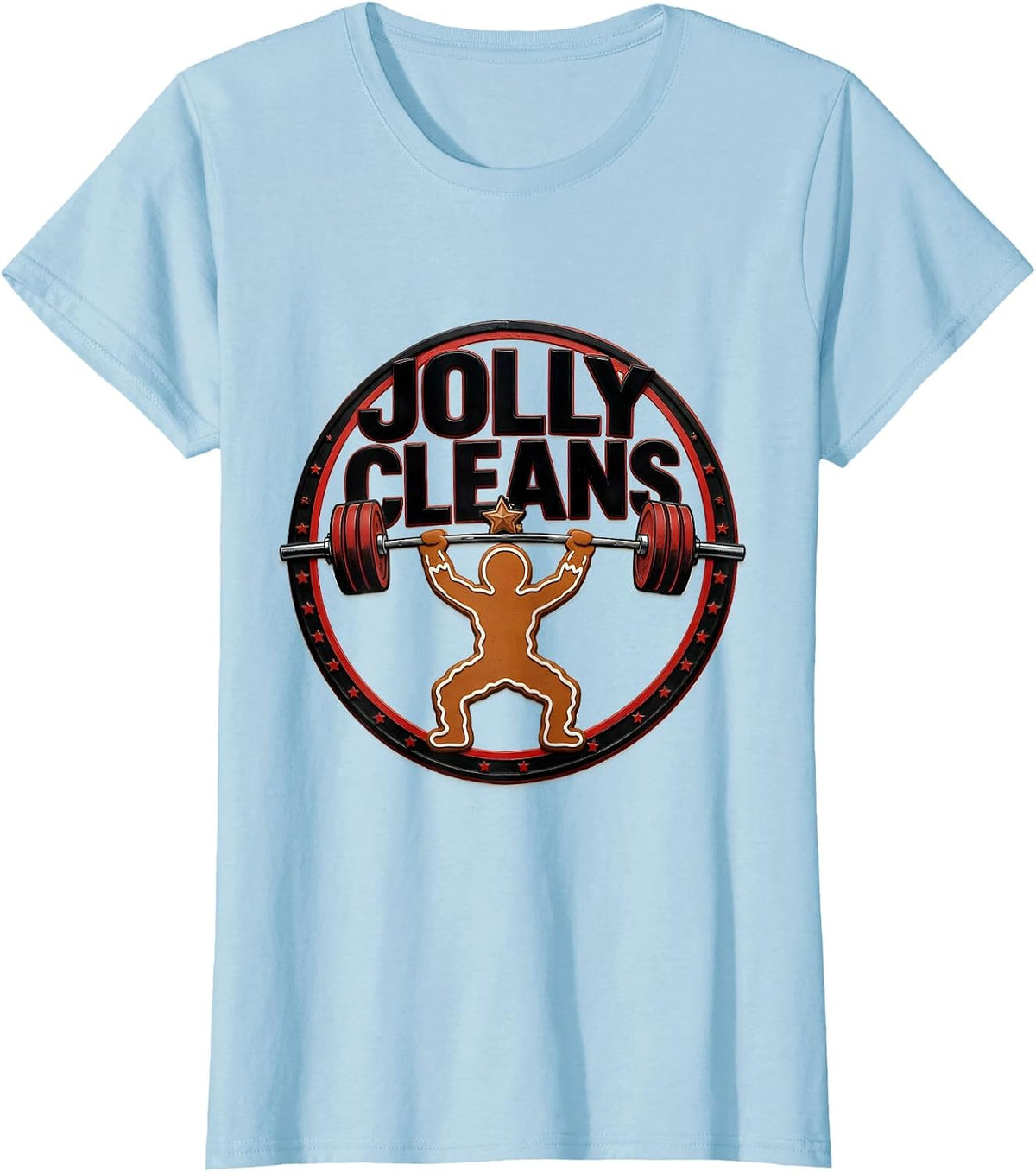 Jolly Cleans Wood Type Letterpress Funny Gym Bodybuilder T-Shirt - Baby Blue