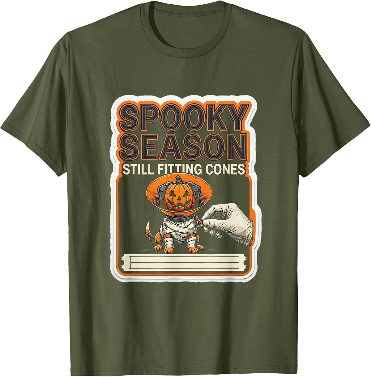 Spooky Season, Still Fitting Cones Funny Vet Tech Veterinary T-Shirt - Olive Green