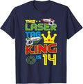 This Laser Tag King is 14 - Funny Birthday Indoor Lasertag T-Shirt - Navy Blue