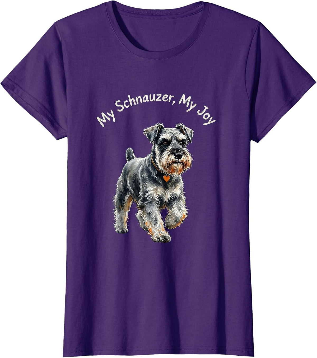 Women's My Schnauzer My Joy Watercolor Miniature Schnauzer Lover T-Shirt - Purple