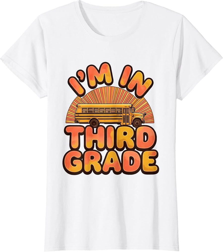 Women's I'm In Third Grade Retro 70s Tie Dye Back To School T-Shirt - White