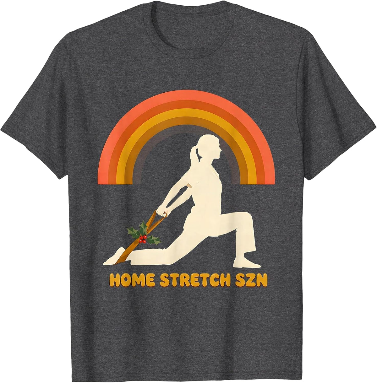 Home Stretch Szn Retro Physical Therapy Christmas T-Shirt - Dark Heather Grey