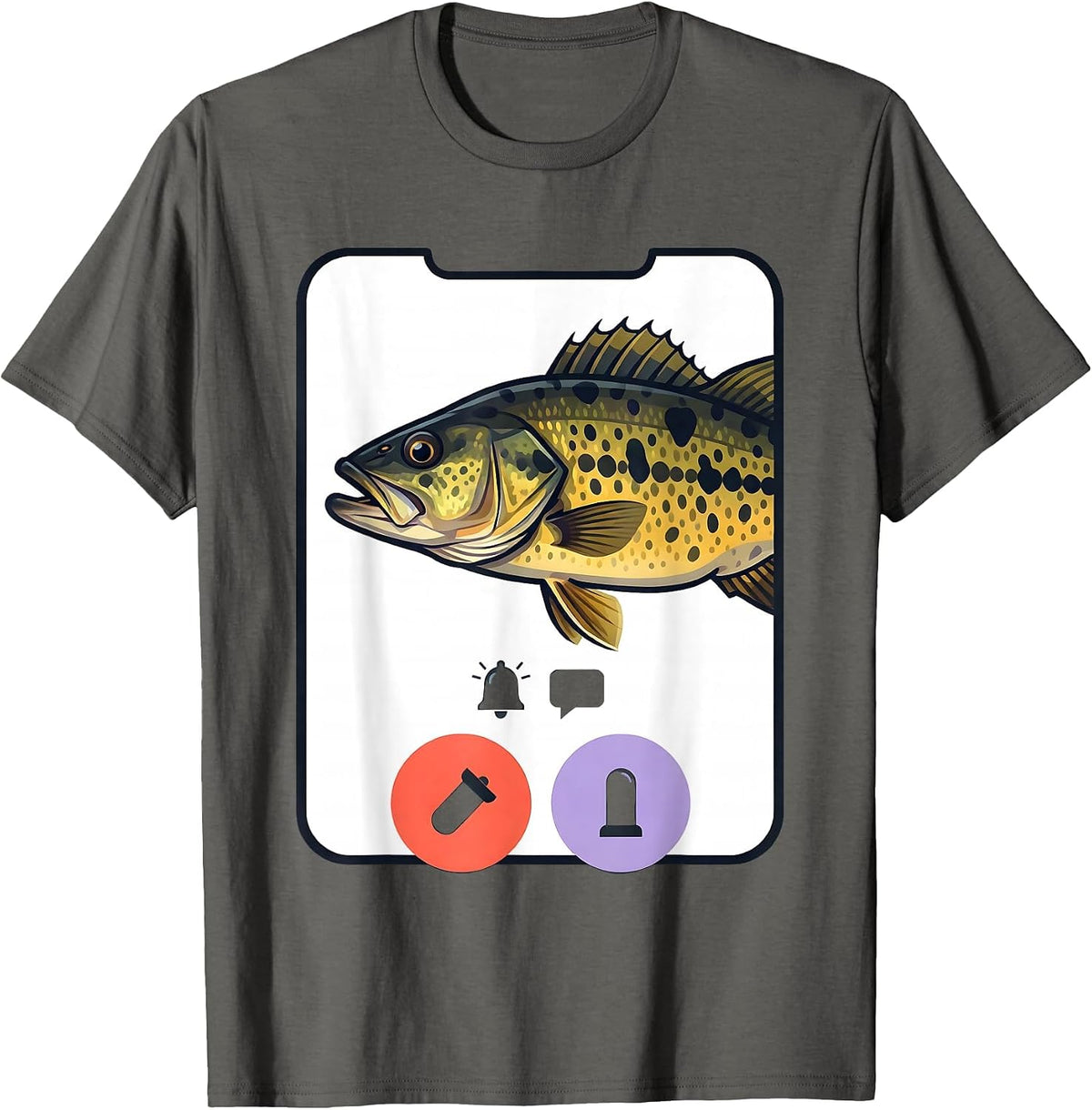 Spotted Bass Phone Call Decline Accept Funny Fishing Meme T-Shirt - Asphalt Grey