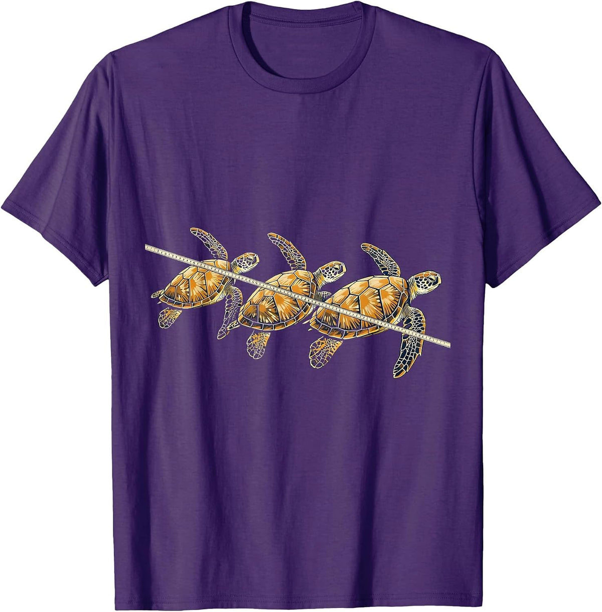 Sea Turtle Row Wood Type Letterpress Ocean Animal Lover T-Shirt - Purple
