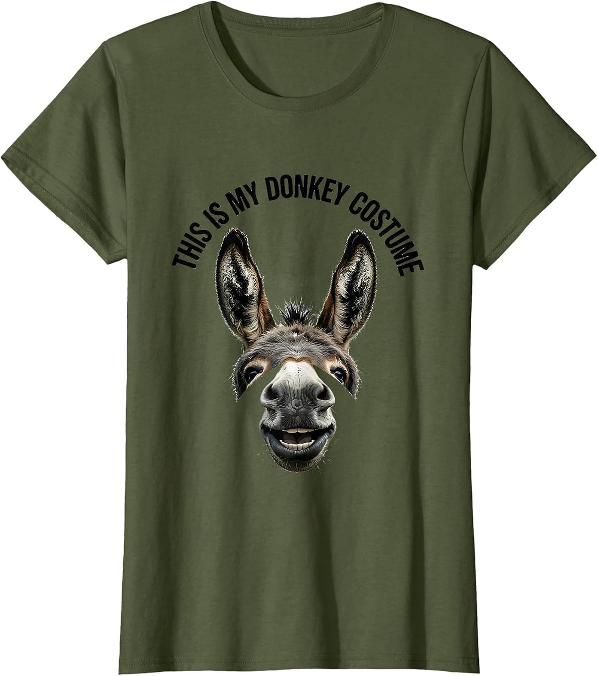 Women's This Is My Donkey Costume Funny Animal Humor Halloween Party T-Shirt - Olive Green