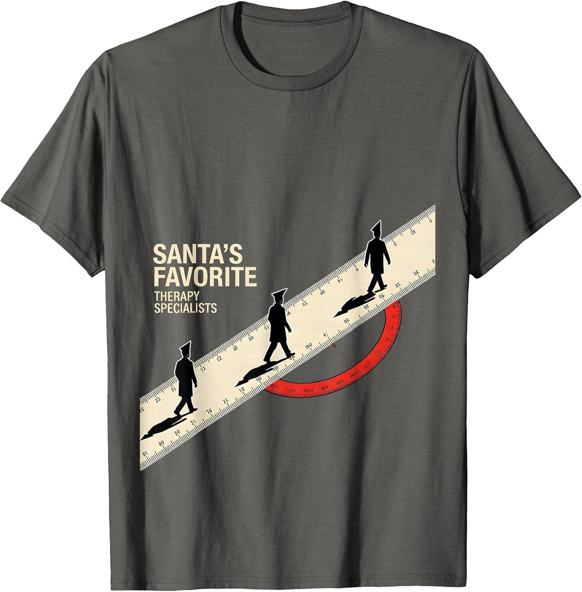 Men's Santa's Favorite Therapy Specialists Funny Physical Therapy T-Shirt - Asphalt Grey
