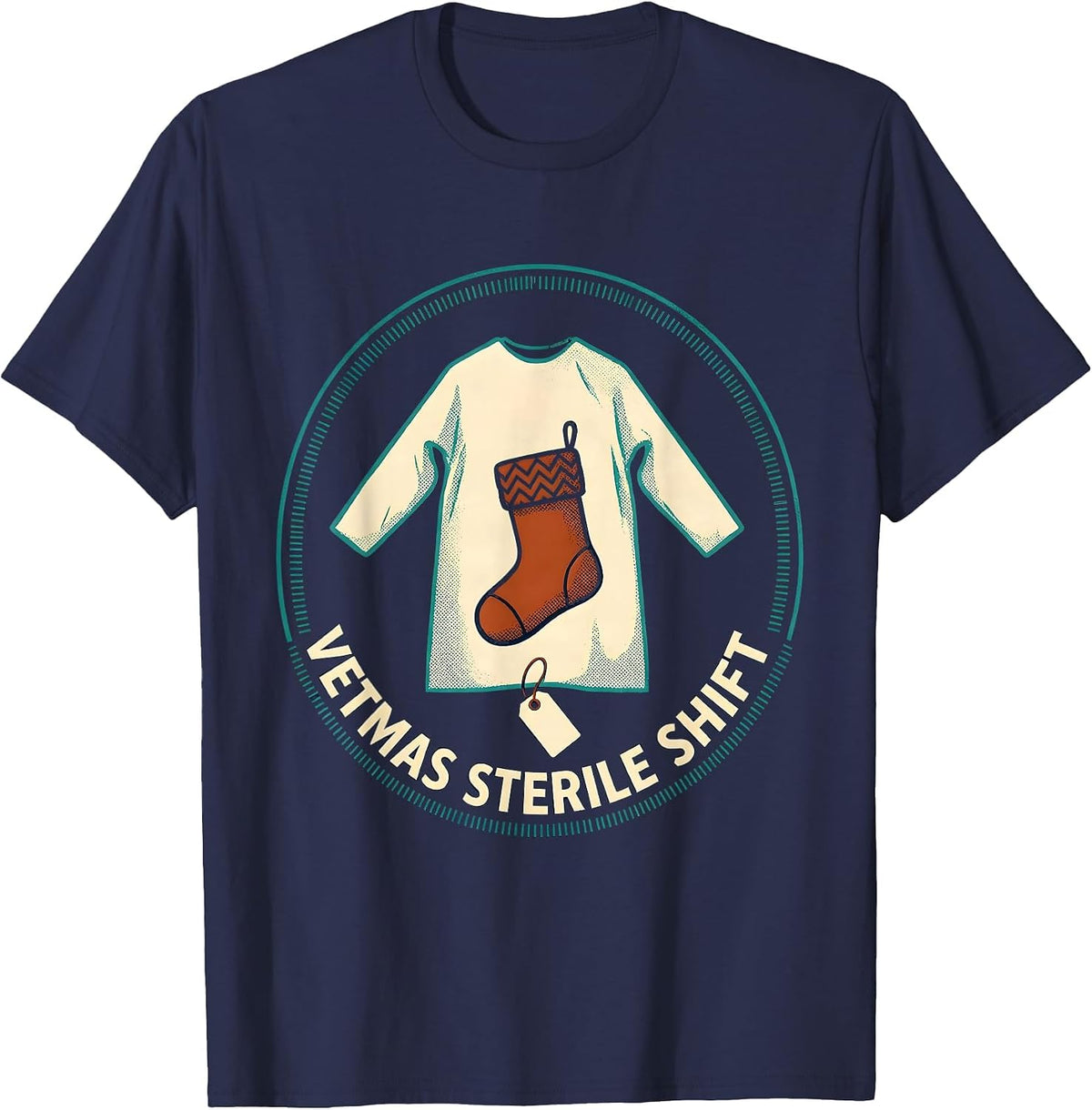 Vetmas Sterile Shift Funny Vet Tech Christmas Veterinary T-Shirt - Navy Blue