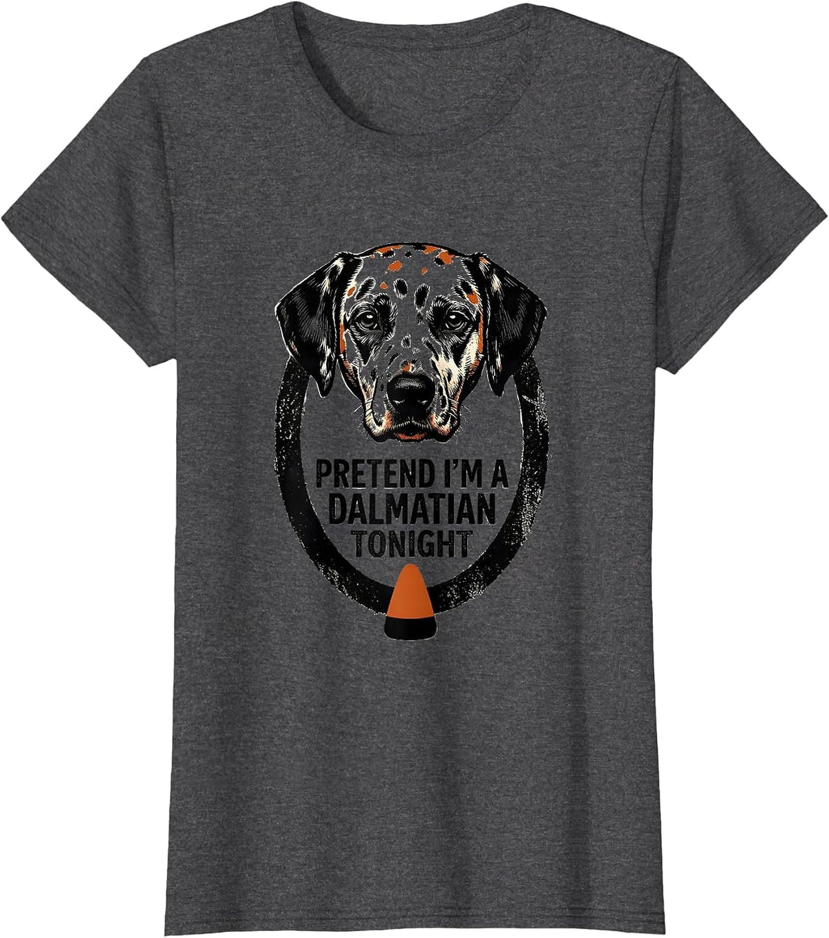 Women's Pretend I'm A Dalmatian Tonight Funny Dalmatian Halloween T-Shirt - Dark Heather Grey