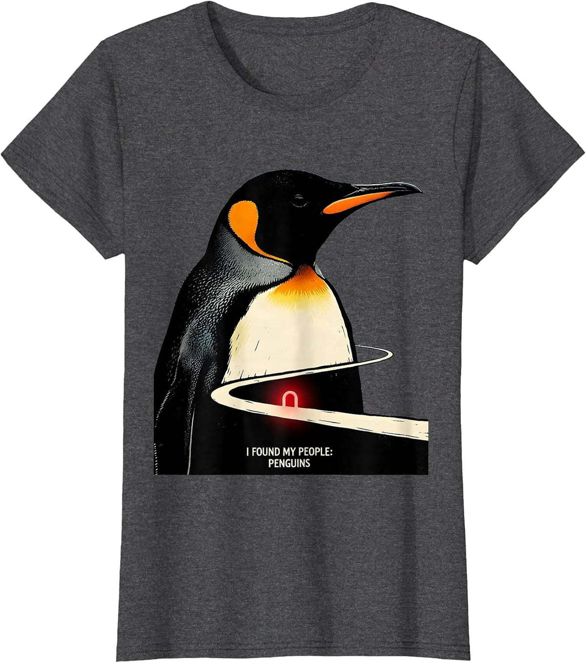 Women's I Found My People Penguins Funny Christmas Penguin Lover T-Shirt - Dark Heather Grey
