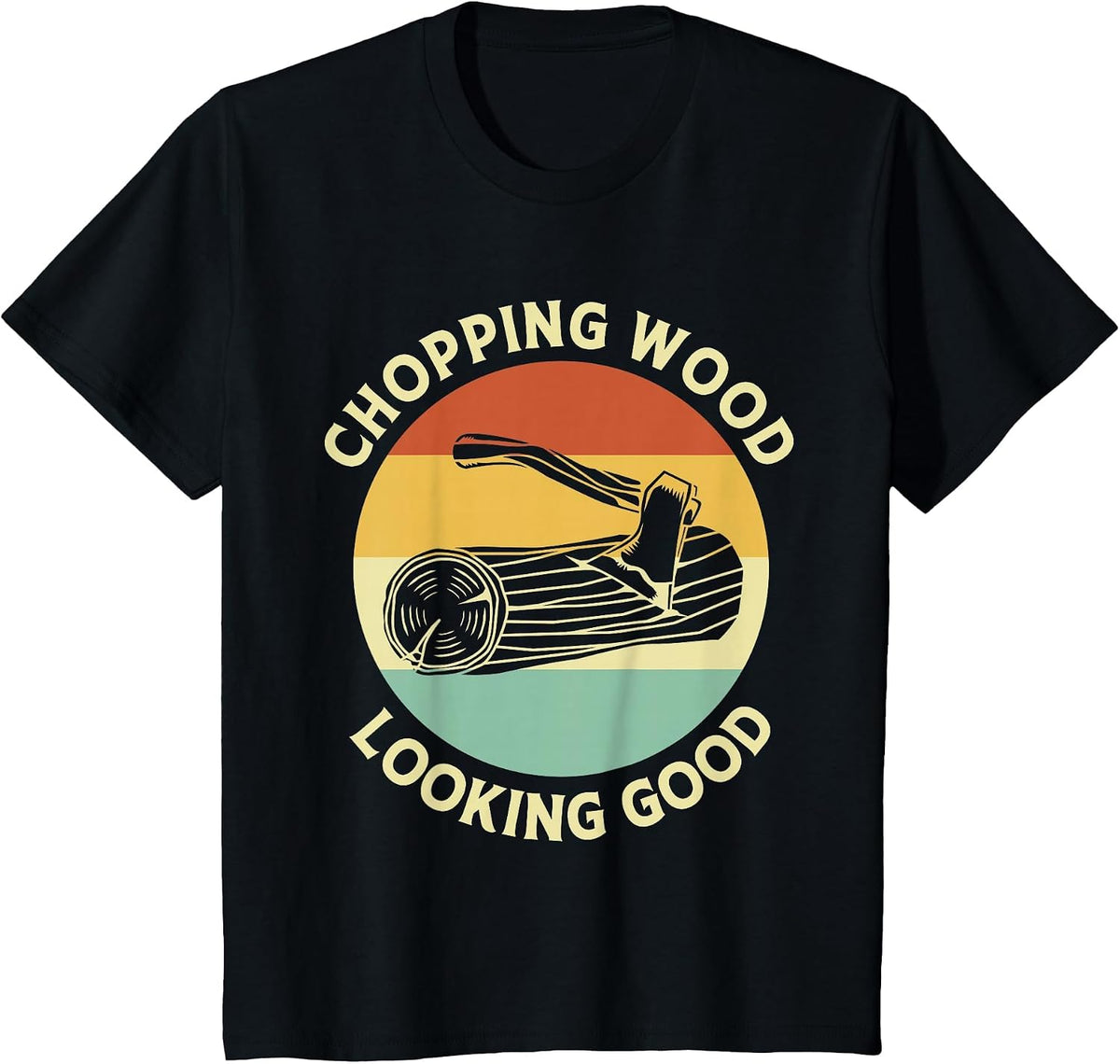 Retro Style Men Lumberjack Chopping Wood Looking Good T-Shirt - Black