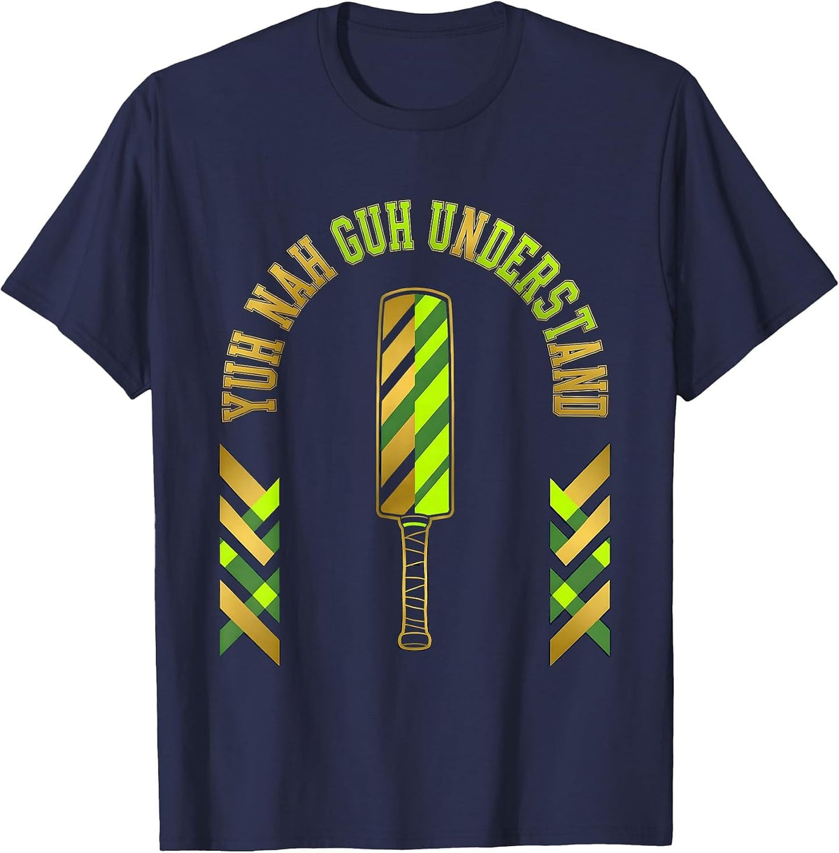 Yuh Nah Guh Understand Bold Varsity Jamaican Heritage Pride T-Shirt - Navy Blue