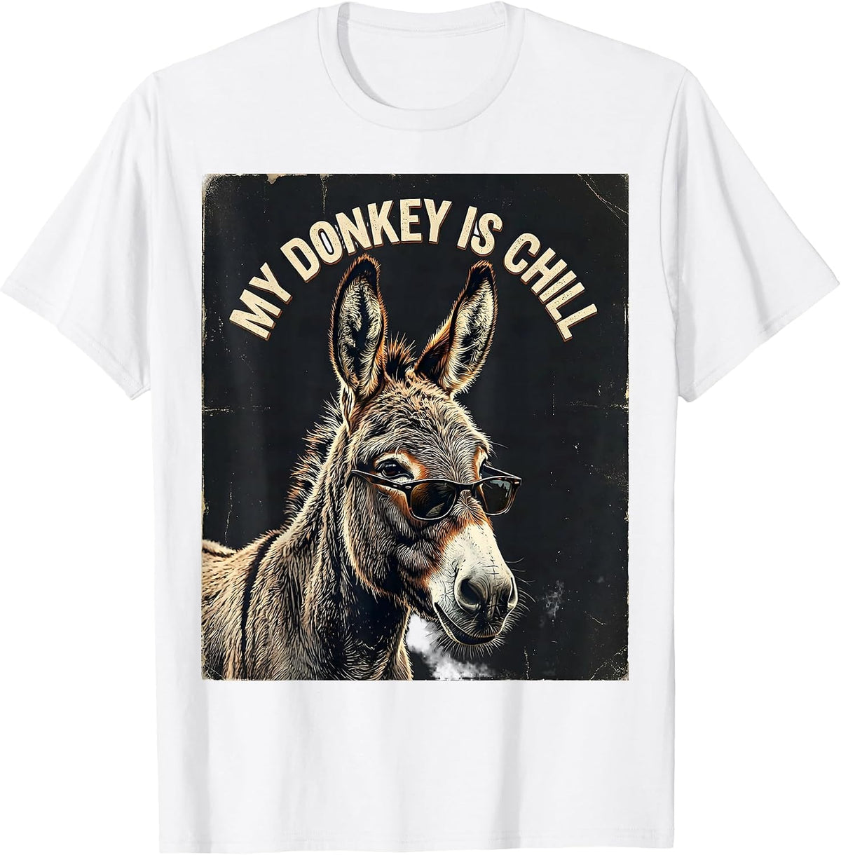 Men's My Donkey Is Chill Vintage Funny Animal Lover Humor T-Shirt - White