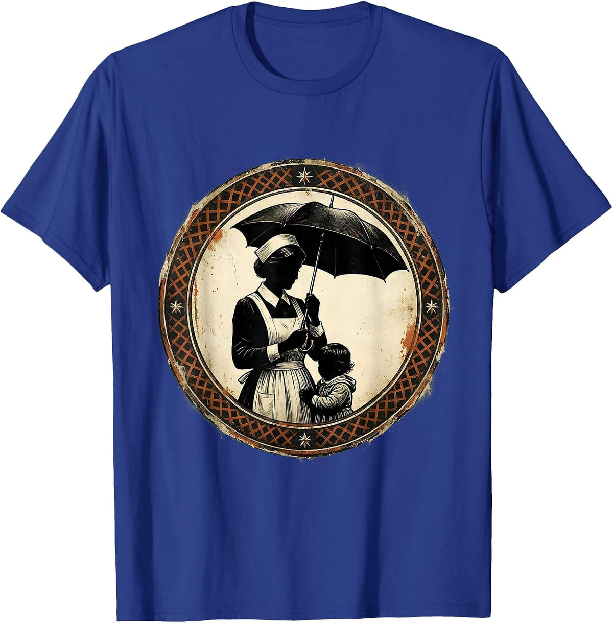 Pediatric Nurse Umbrella Protection Illustration T-Shirt - Royal Blue