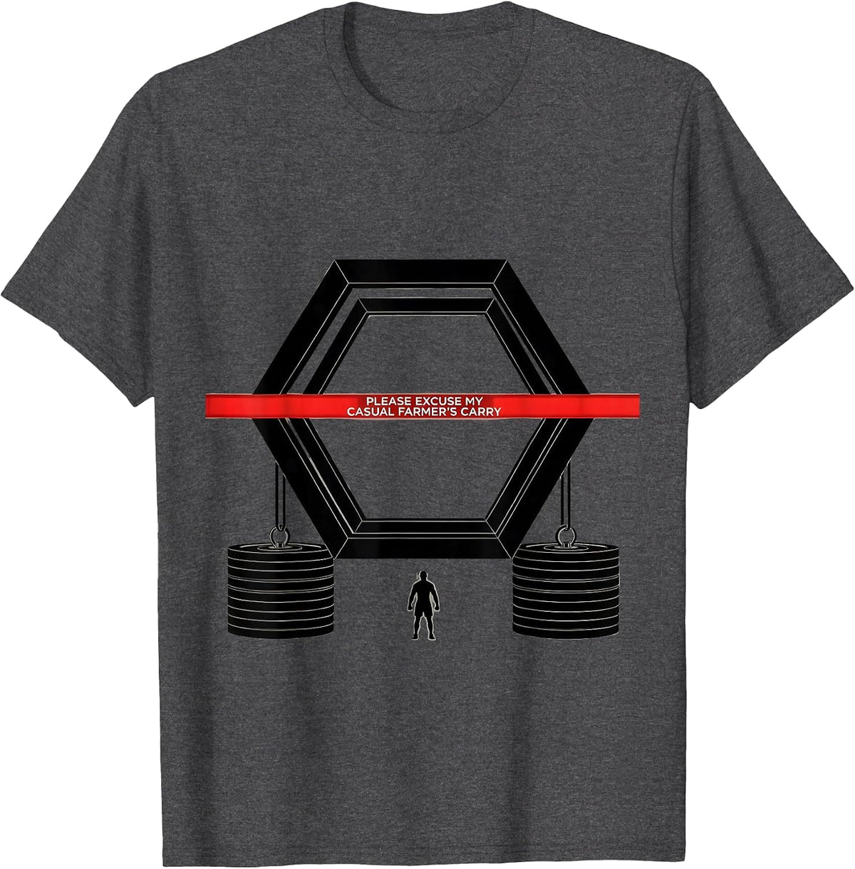Men's Please Excuse My Casual Farmer's Carry Funny Gym Workout T-Shirt - Dark Heather Grey