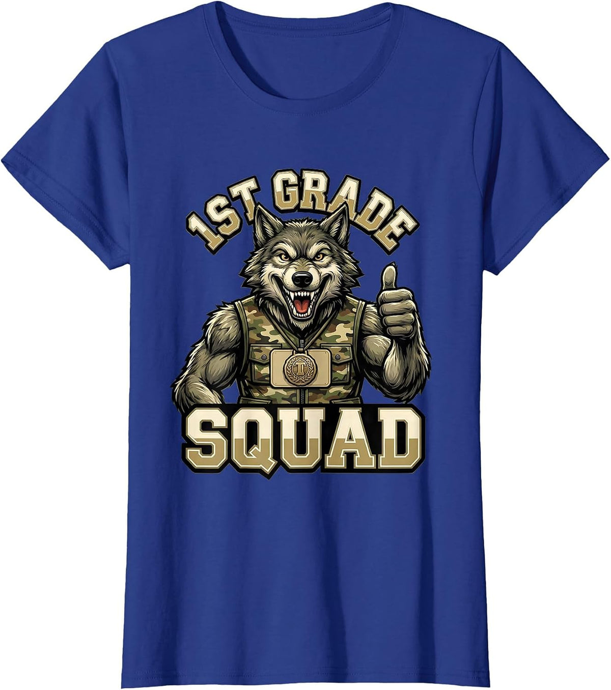 Women's 1ST GRADE SQUAD Retro Camo First Grade Boy Back To School T-Shirt - Royal Blue