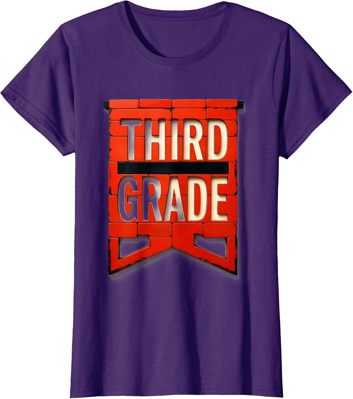 Women's Third Grade Girls Back To School Pennant Flag Third Grade T-Shirt - Purple