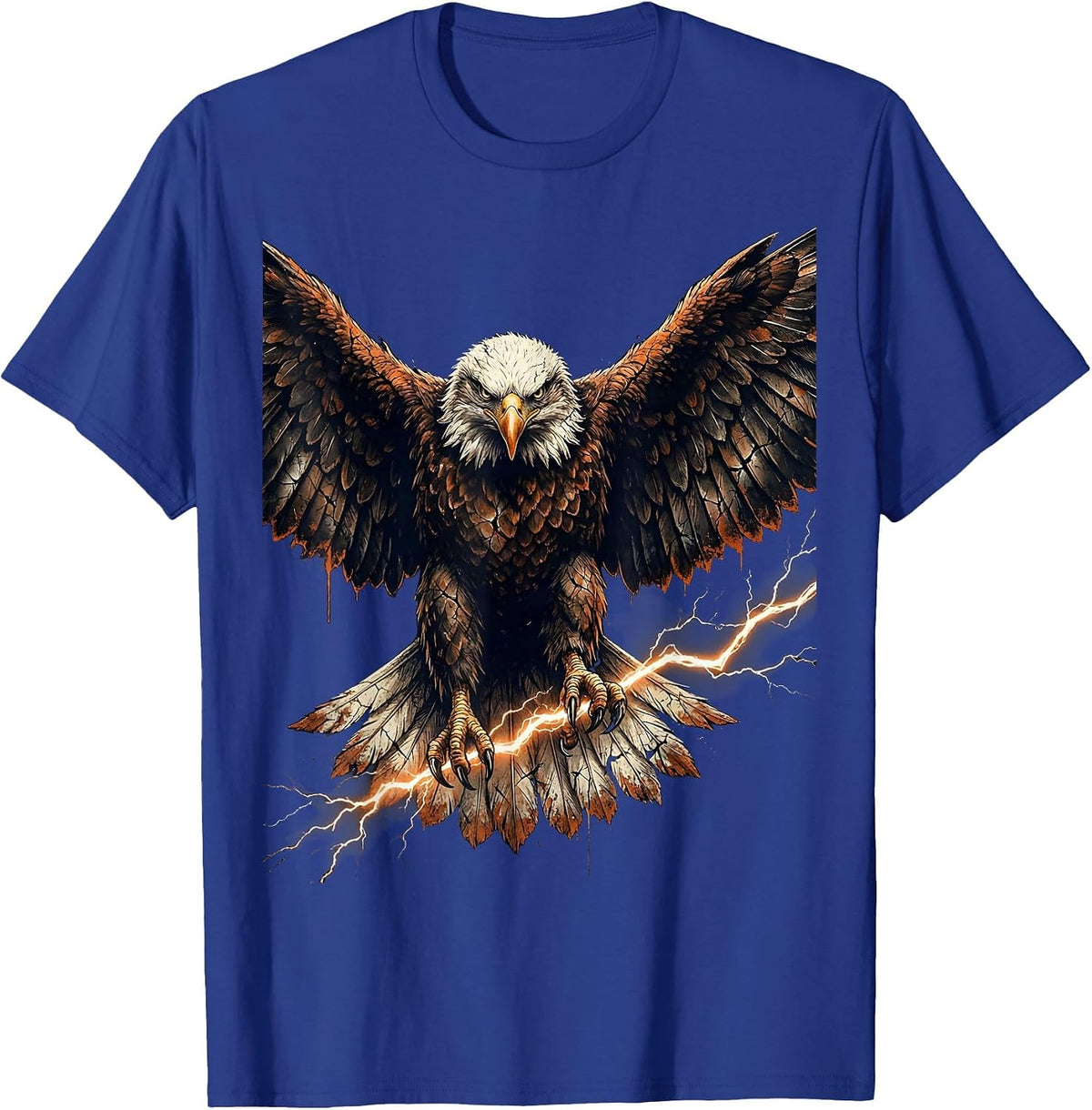 Men's Bald Eagle Lightning Bolt American Pride Graphic T-Shirt - Royal Blue