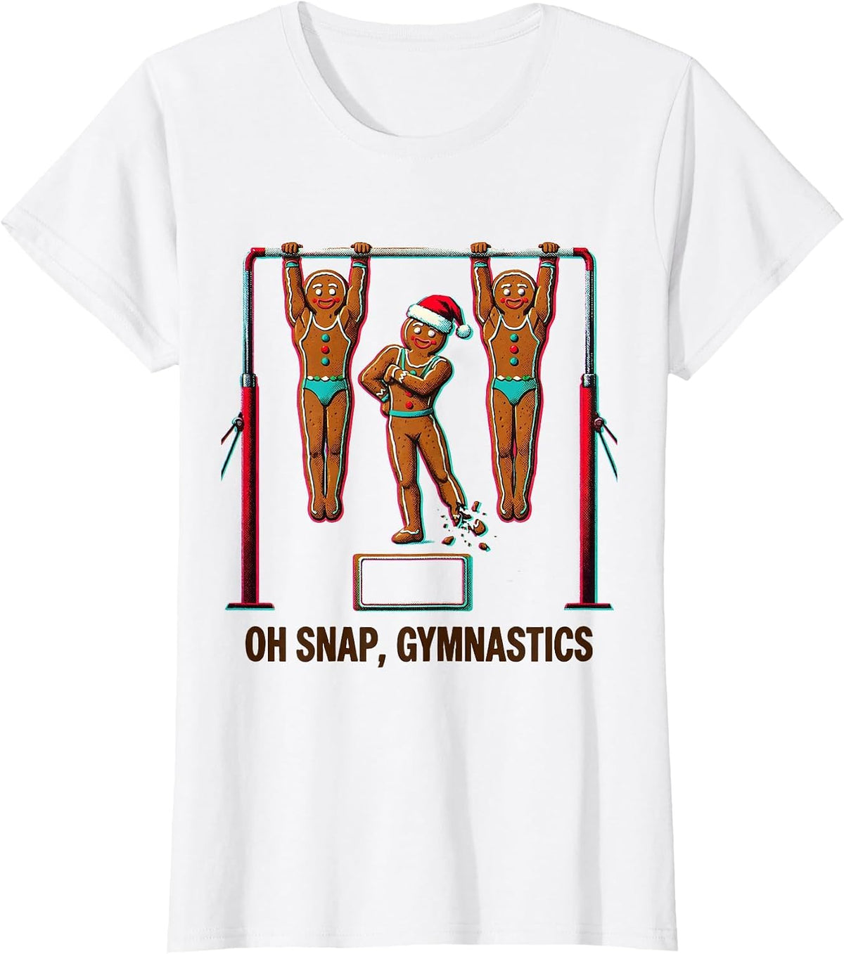 Women's Oh Snap Gymnastics Funny Gingerbread Man Christmas Youth T-Shirt - White