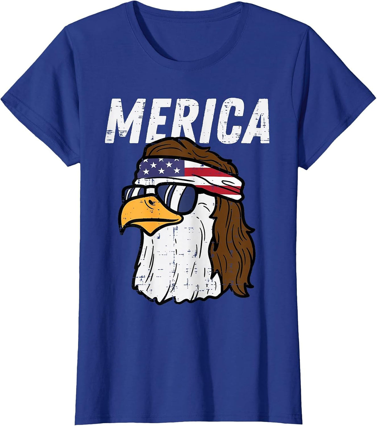 Merica Bald Eagle Mullet Sunglasses Fourth July 4th Patriot T-Shirt - Royal Blue