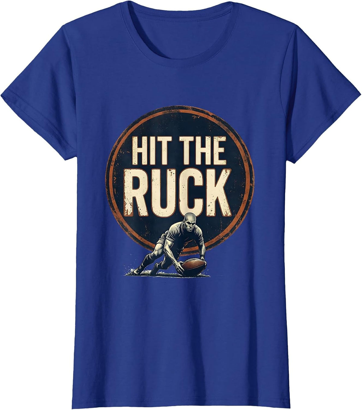 Women's Hit The Ruck Vintage Rugby Player Coach Fan Humor T-Shirt - Royal Blue