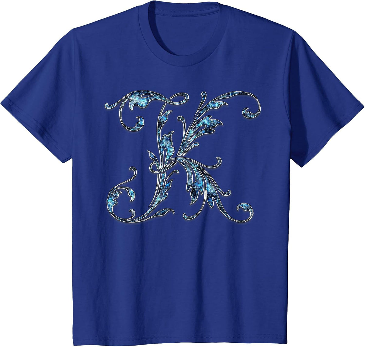 Monogram Initial Letter K T-Shirt - Royal Blue
