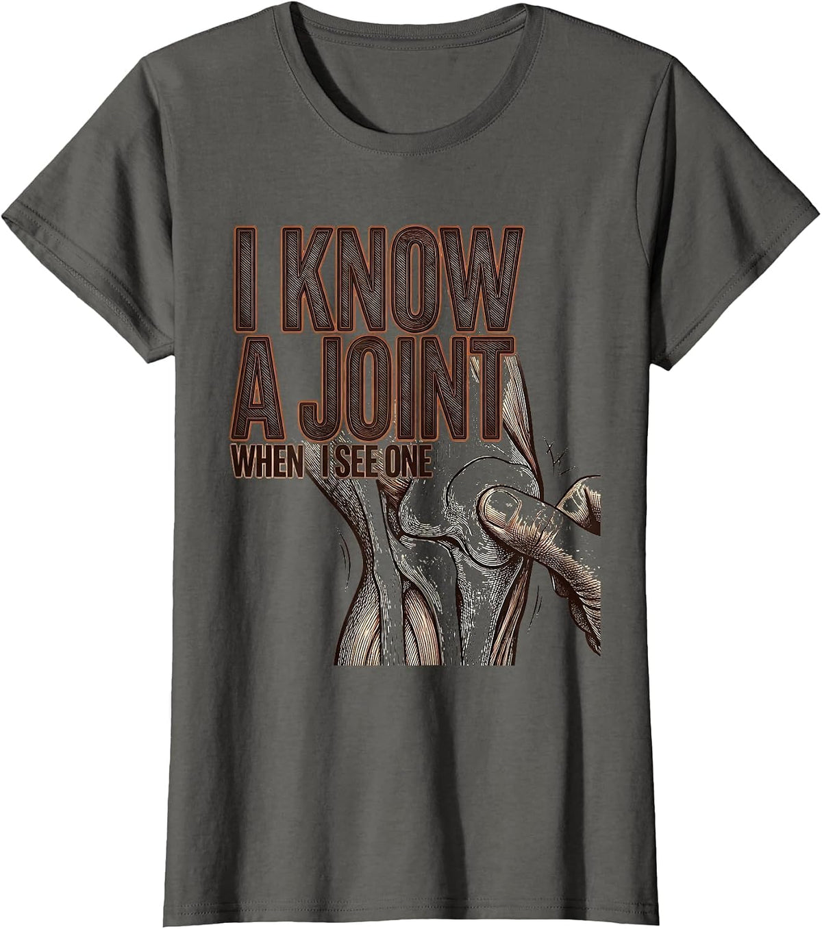 Women's I Know A Joint When I See One Crosshatch Physical Therapist T-Shirt - Asphalt Grey