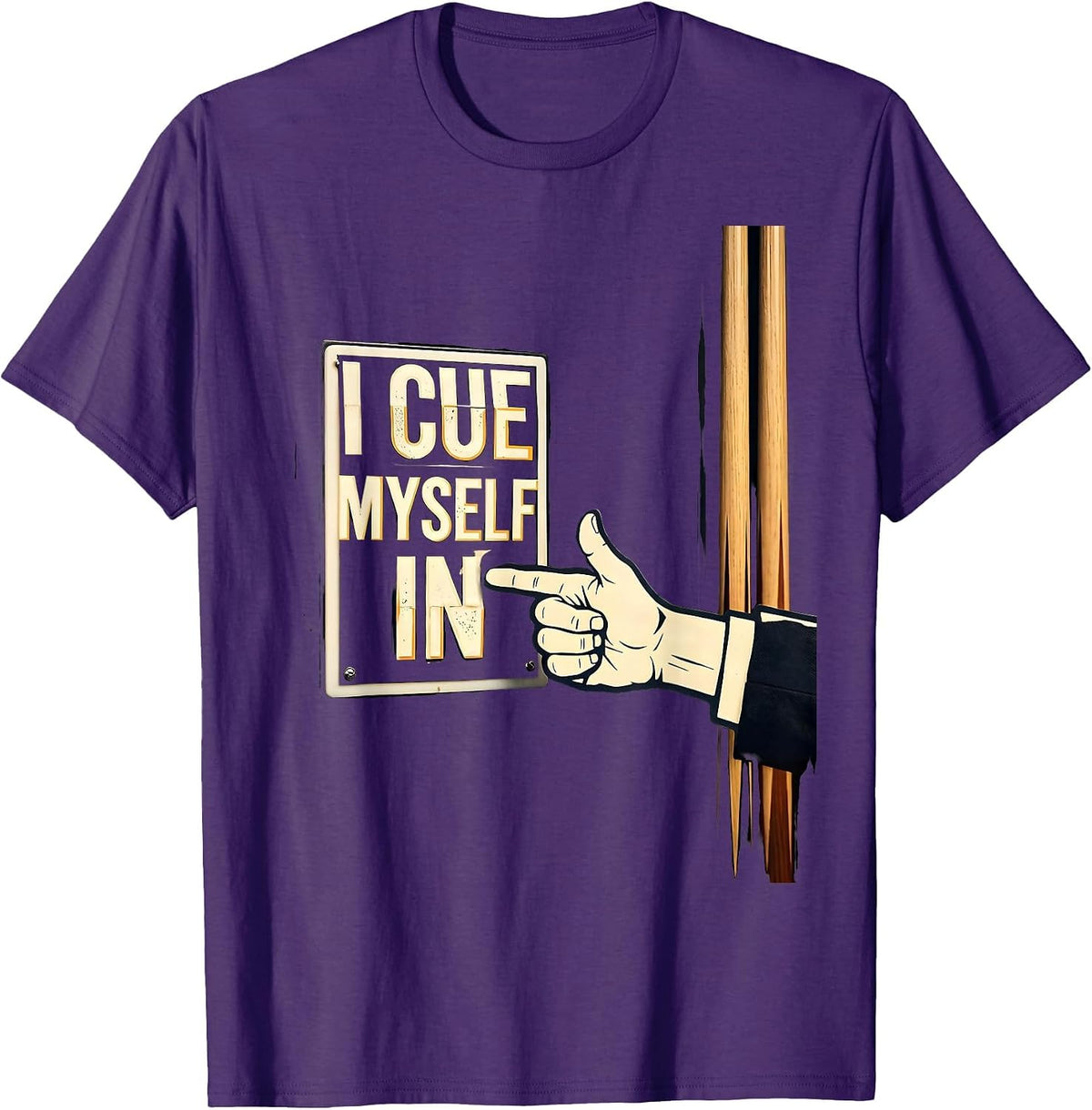 Men's I Cue Myself In Stencil Graphic Theatre Kid Stage Crew Humor T-Shirt - Purple