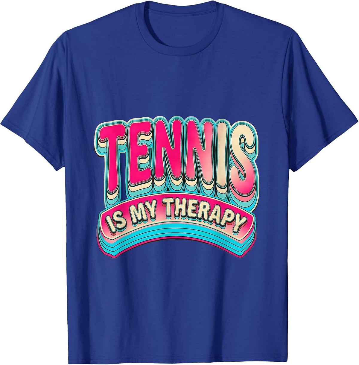 Men's Tennis Is My Therapy Racket Sport Design T-Shirt - Royal Blue