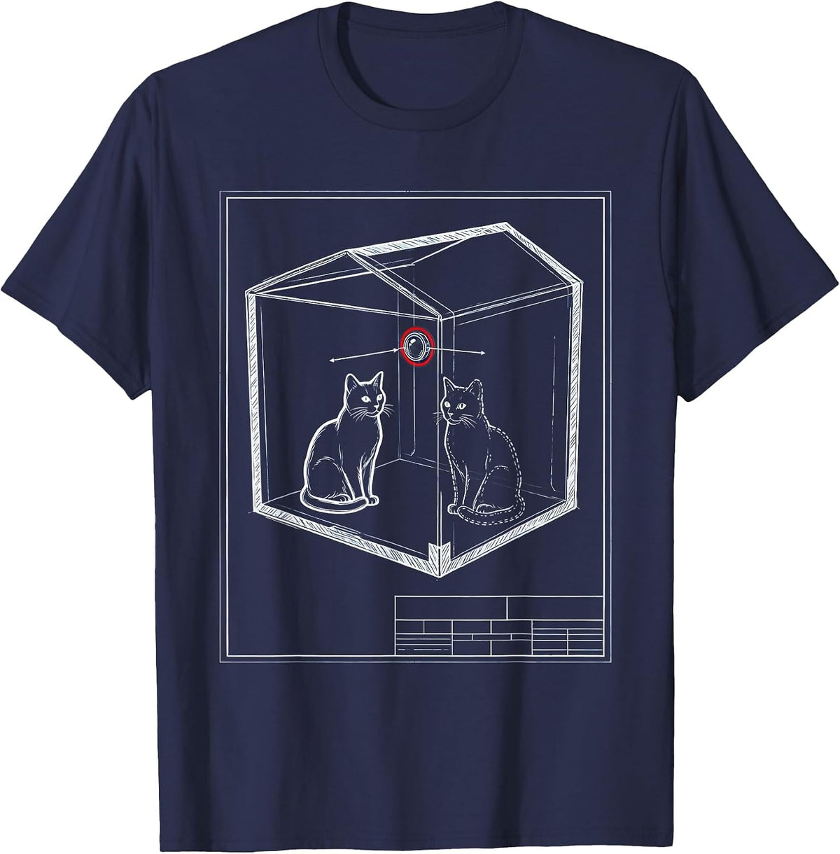 Men's Schrödingers Cat Quantum Physics Humor Science Enthusiast T-Shirt - Navy Blue