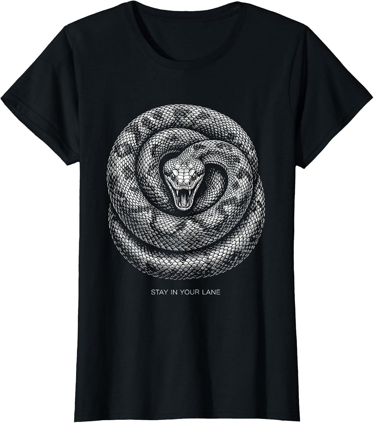 Stay In Your Lane Bold Attitude Graphic Design T-Shirt - Black