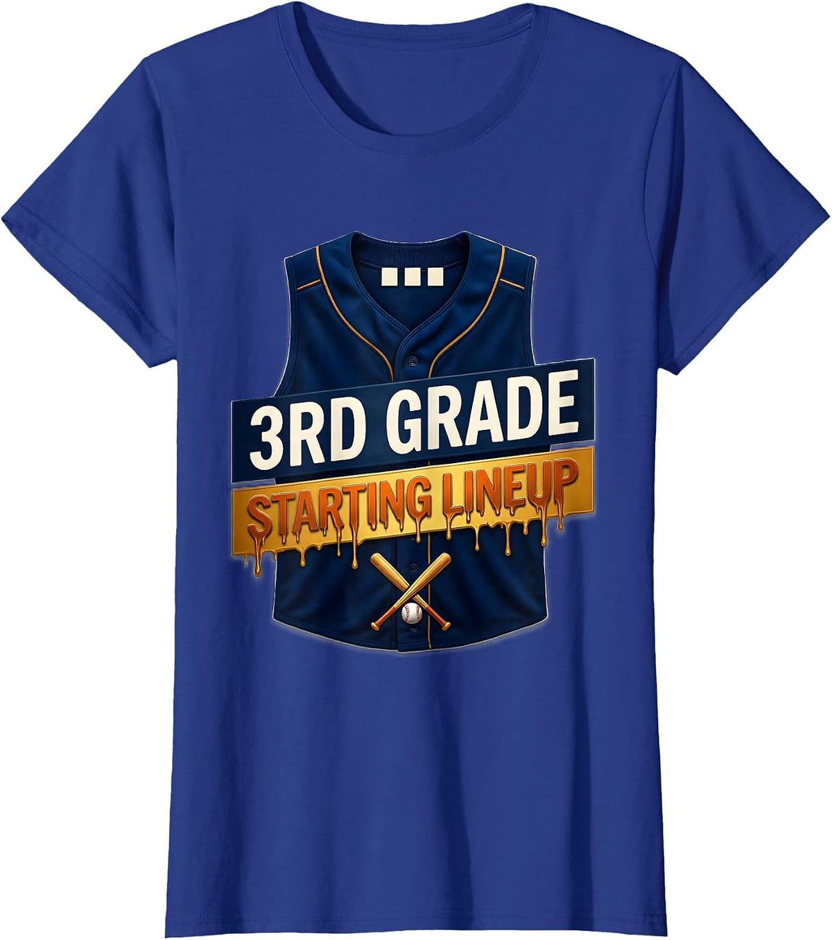 Women's 3rd Grade Starting Lineup Baseball Drip Back To School Gift T-Shirt - Royal Blue