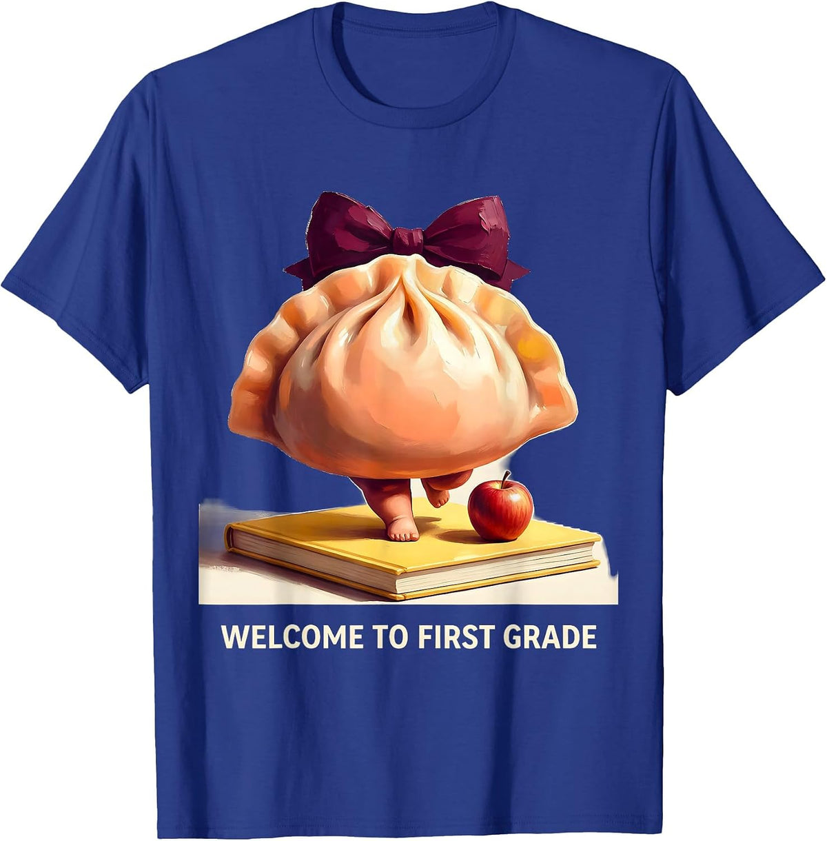 Men's Welcome to First Grade Cute Dumpling Girl Teacher Back T-Shirt - Royal Blue