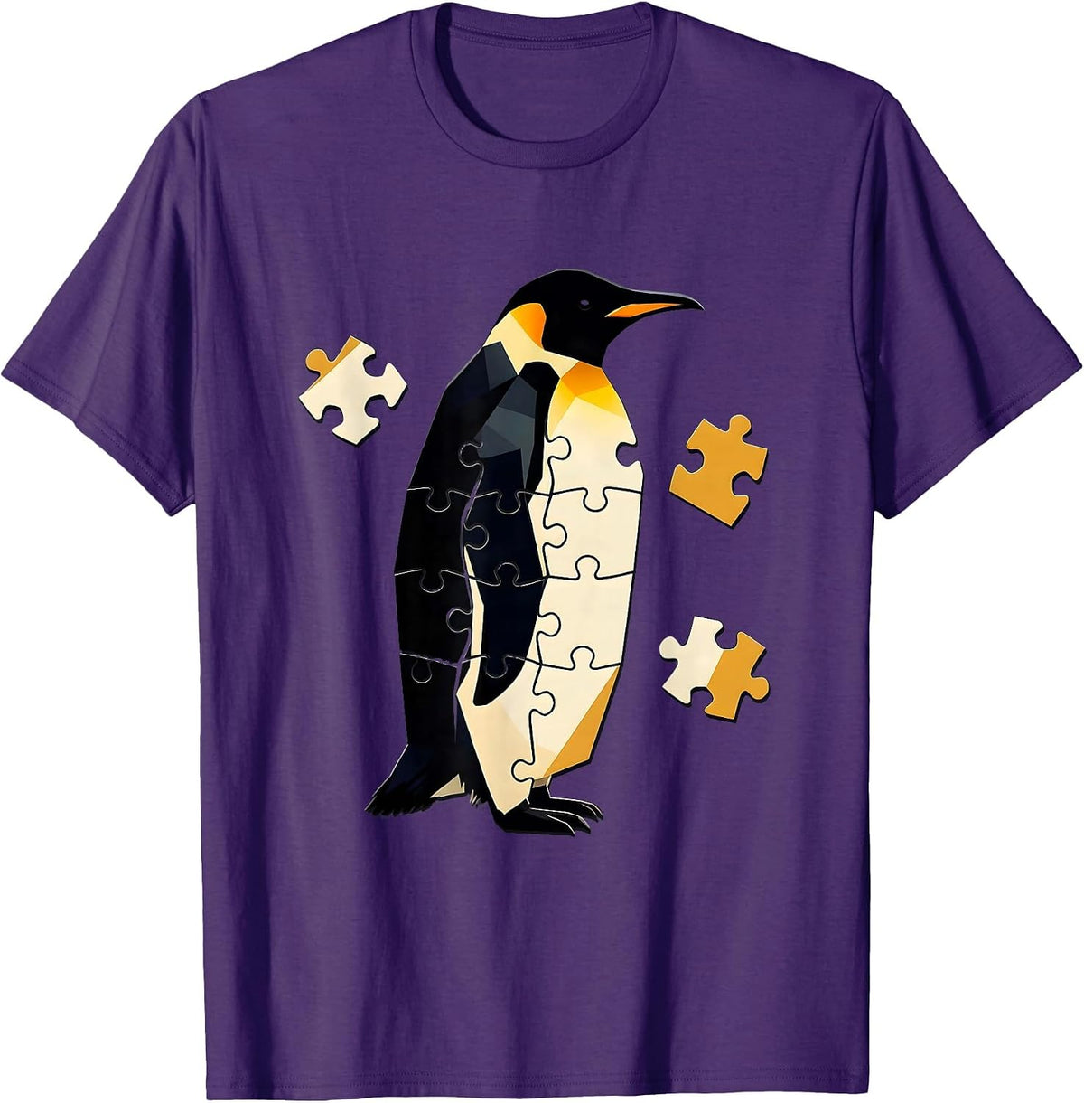 Men's Angular Penguin Silhouette Funny Penguin Lover Gift T-Shirt - Purple